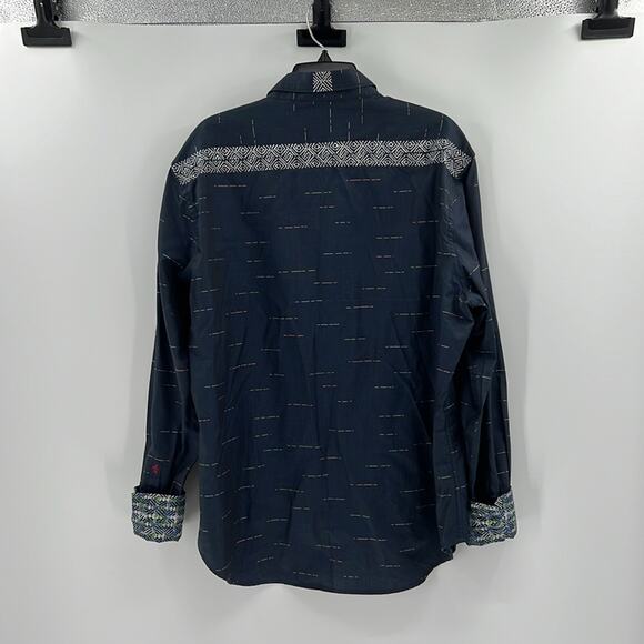 Robert Graham Flip Cuff Men's Button Down LS Shirt - Navy - XL - Picture 6 of 6